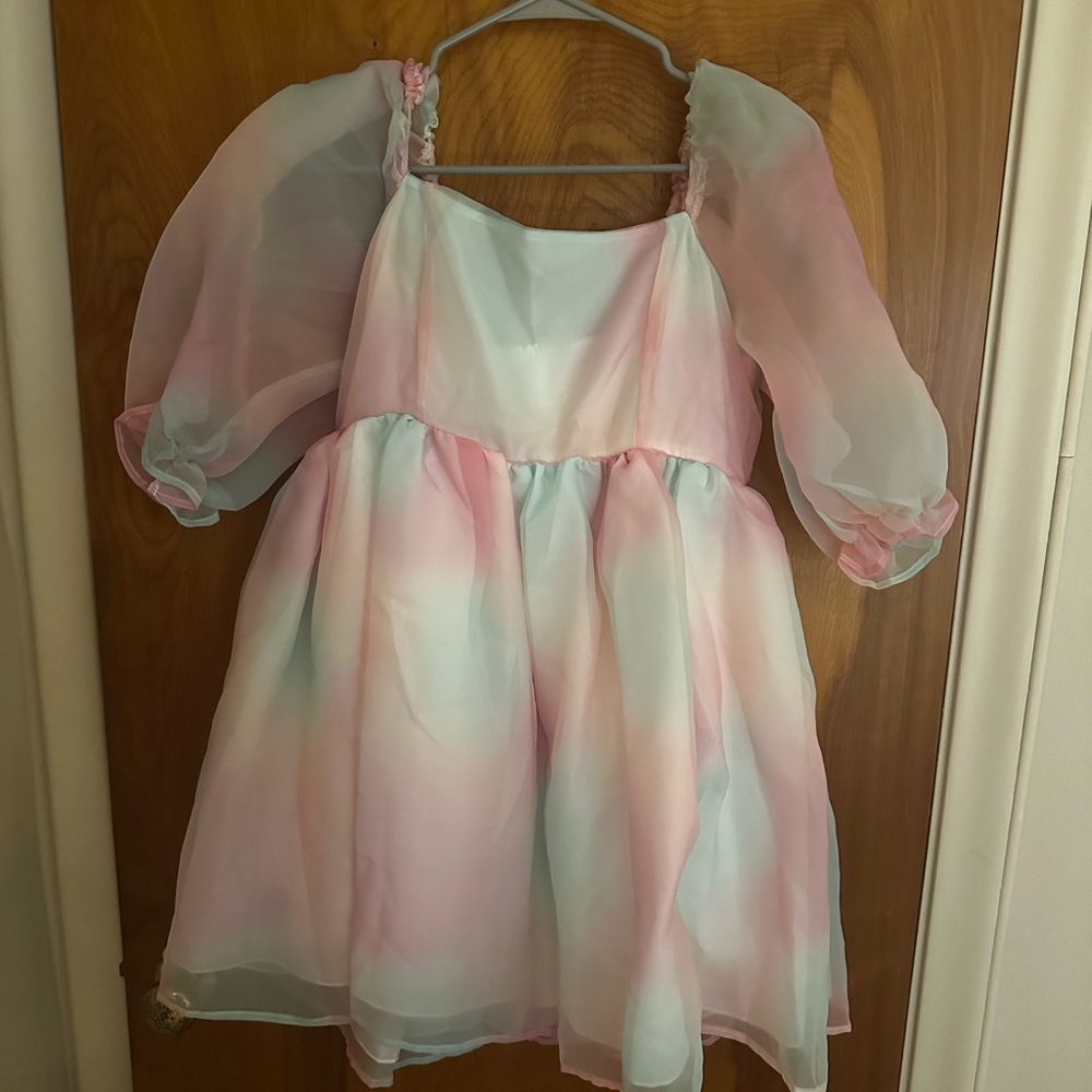 Pastel Pink and Blue Sheer Dress